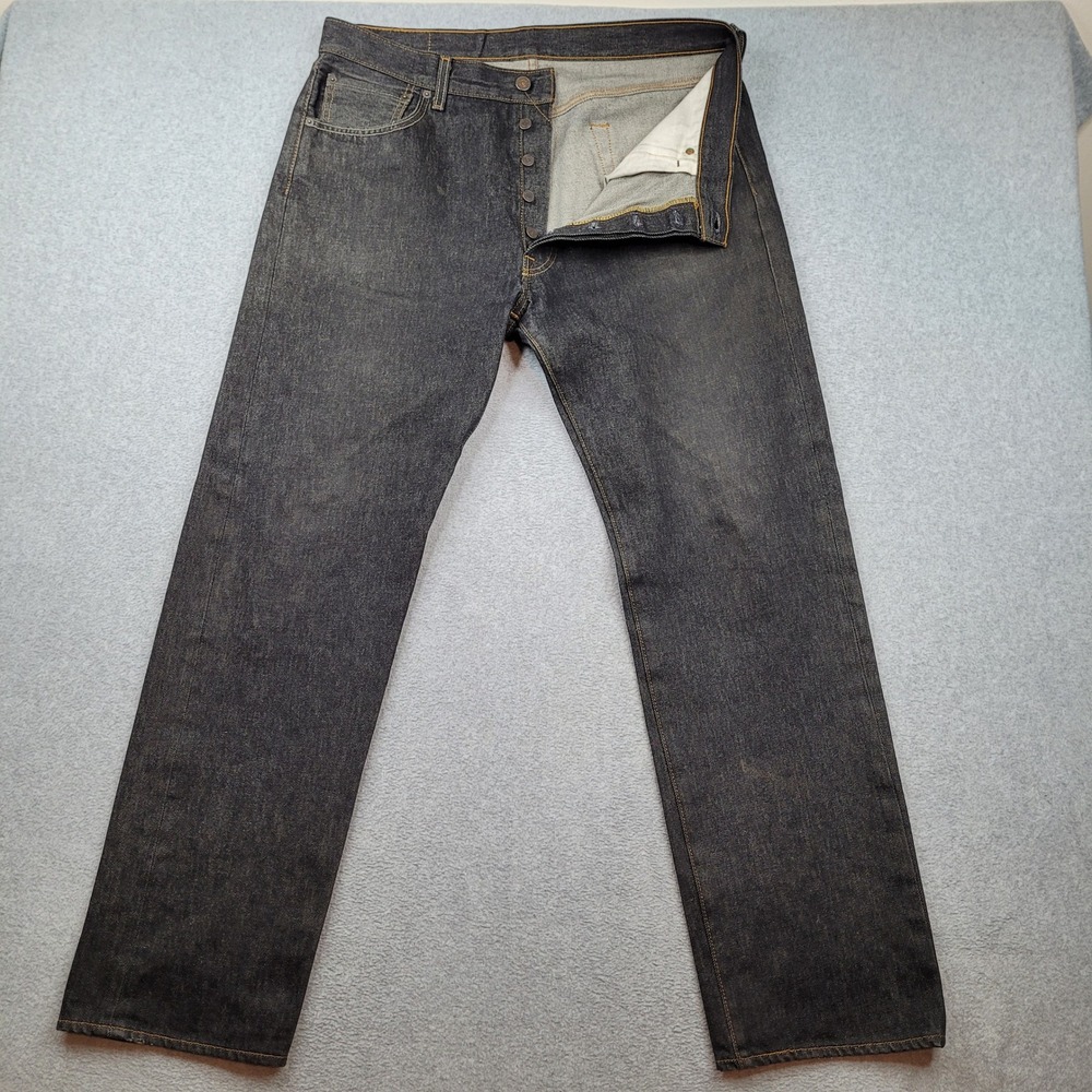 Levi's 501 Original Fit Mens 36x34 Dark‎ Indigo Blue Button Fly 100% Cotton